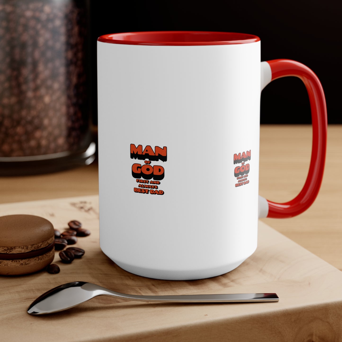 Accent Mug — 'Man of God' Small Text Pink Interior & Handle Coffee Mug