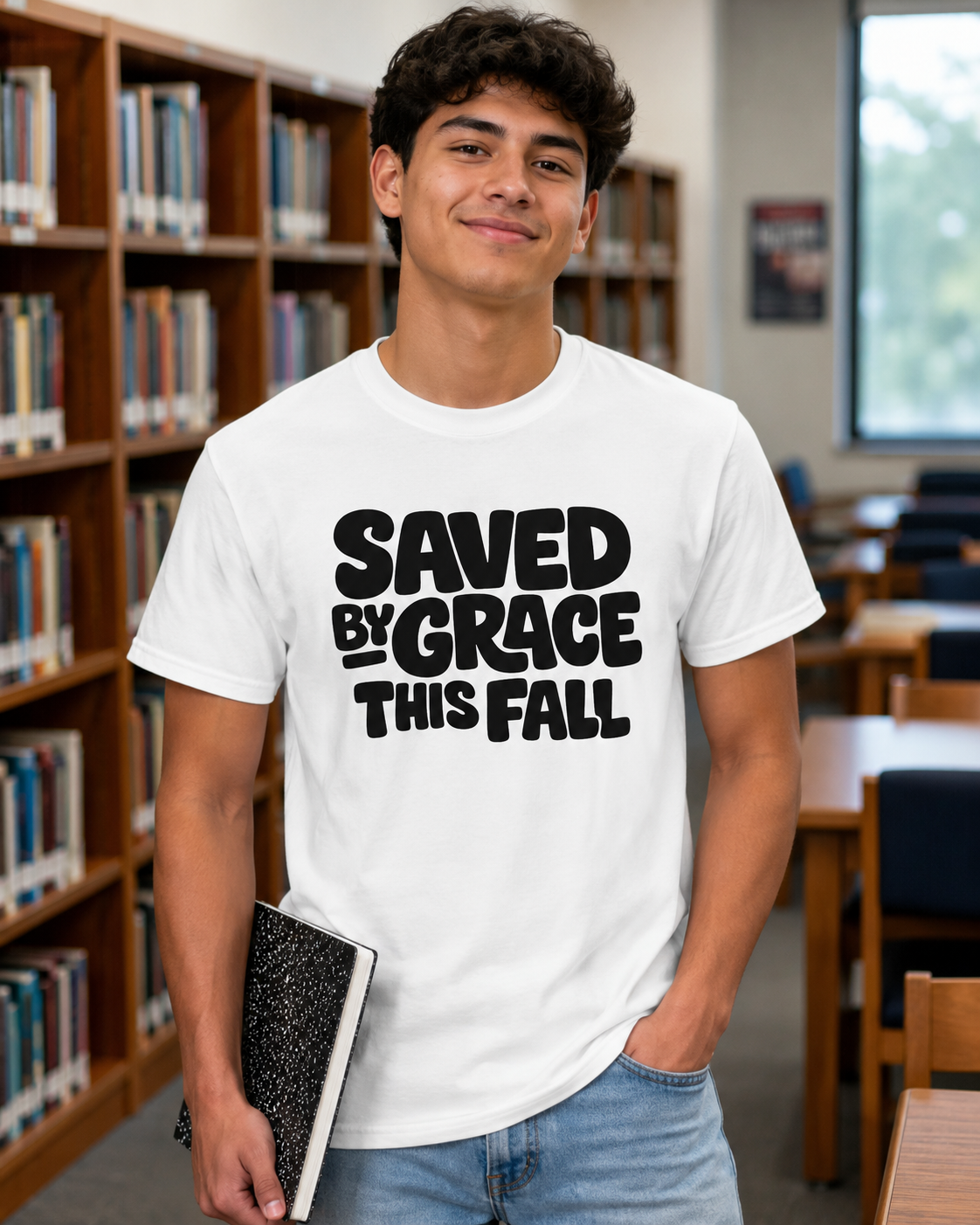 Saved By Grace T‑Shirt — "Saved by Grace This Fall" Christian Faith Tee