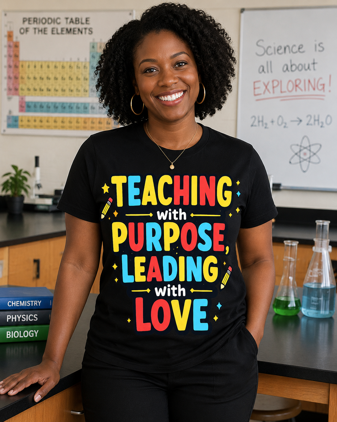 Teacher T-Shirt — "Teaching with Purpose, Leading with Love" Colorful School Pride Tee