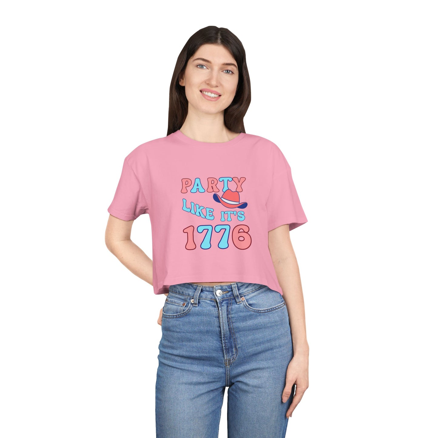 Party Like It's 1776 Crop Tee — Patriotic 4th of July Women's Shirt