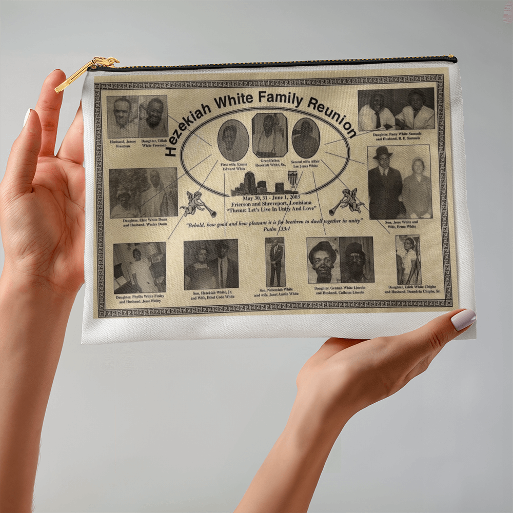 Large Fabric Zippered Pouch - fam reunion