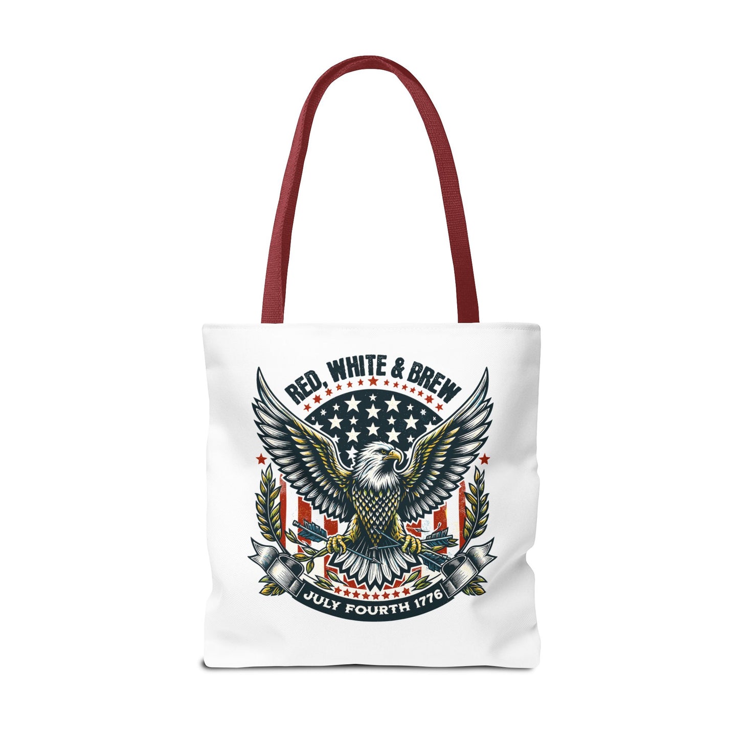 Fourth of July Eagle Tote Bag — "Red, White & Brew" Patriotic Flag Tote