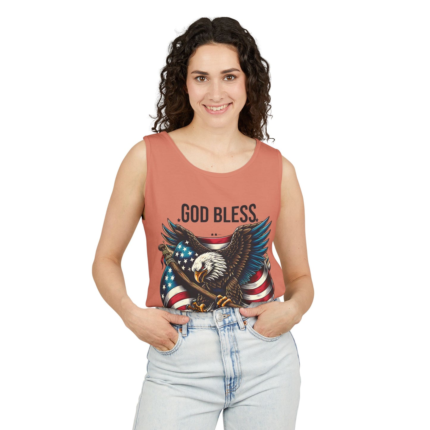 God Bless America Eagle Tank Top — Patriotic American Flag Graphic Tank