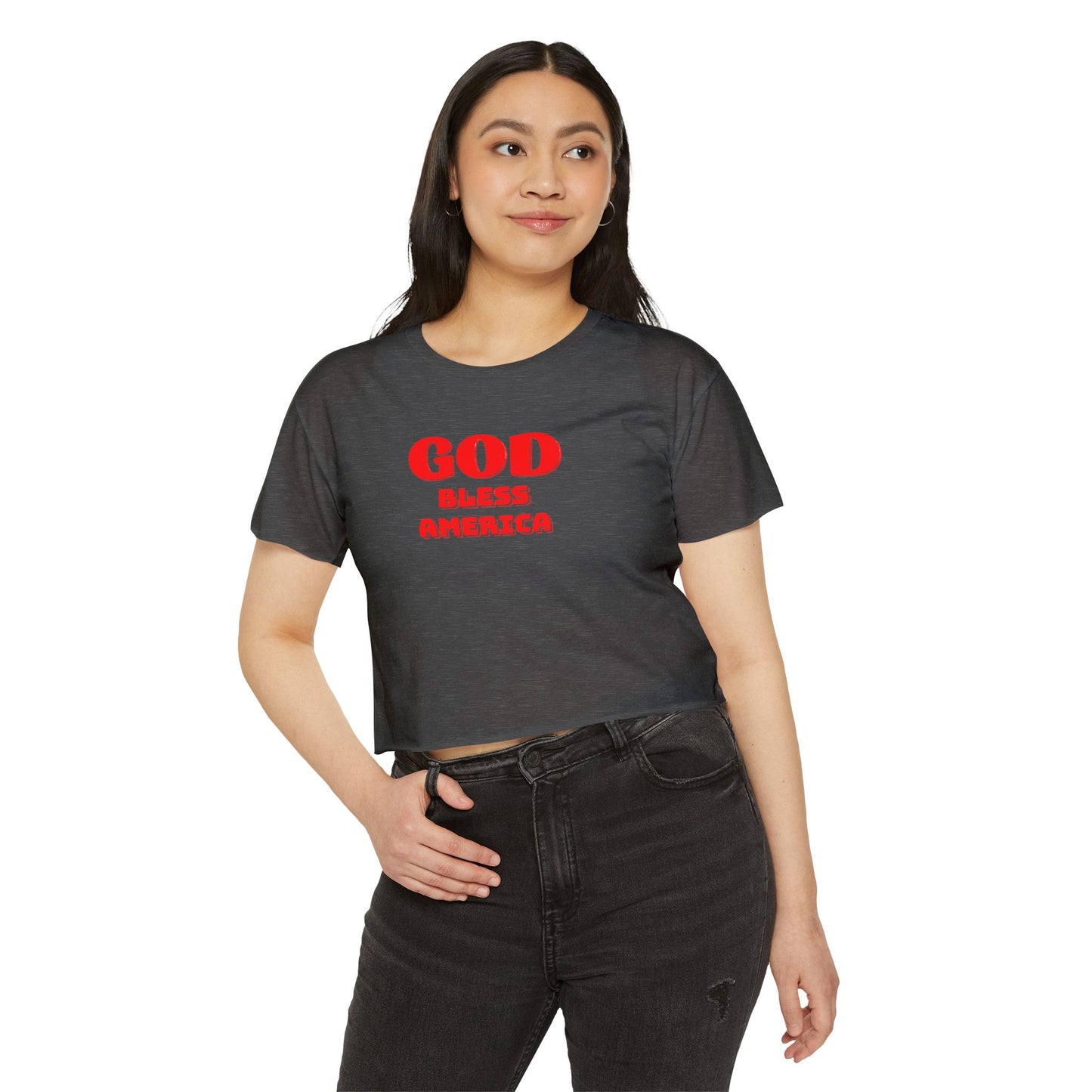 God Bless America Crop Top — Patriotic Women's Festival Tee