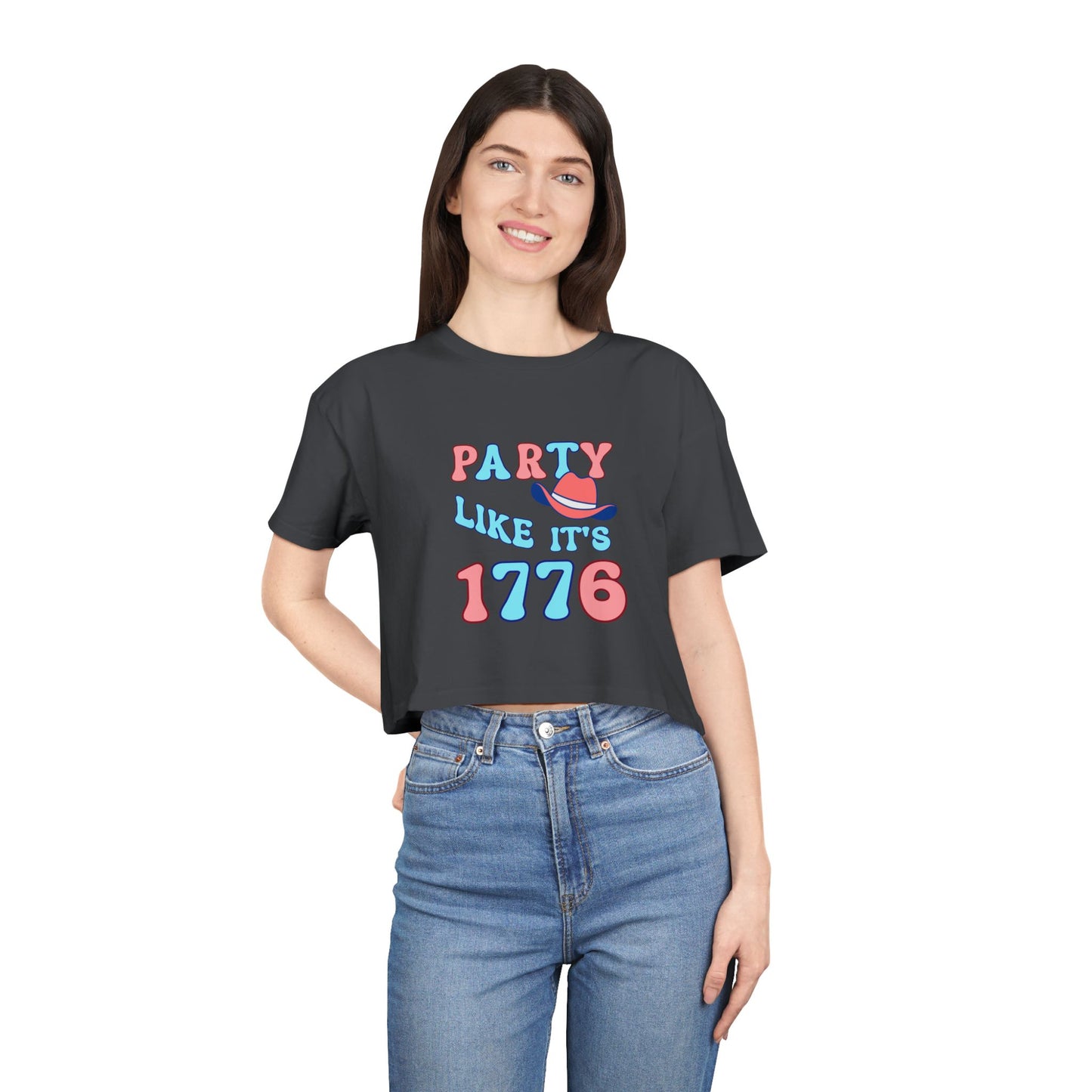 Party Like It's 1776 Crop Tee — Patriotic 4th of July Women's Shirt
