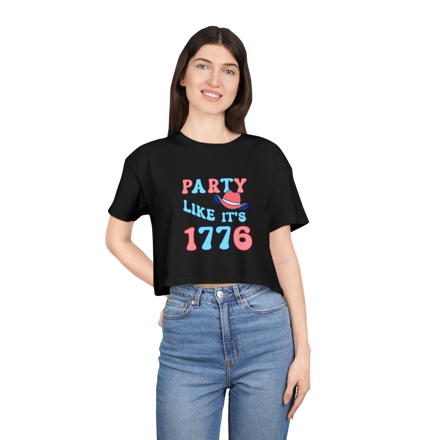 Party Like It's 1776 Crop Tee — Patriotic 4th of July Women's Shirt