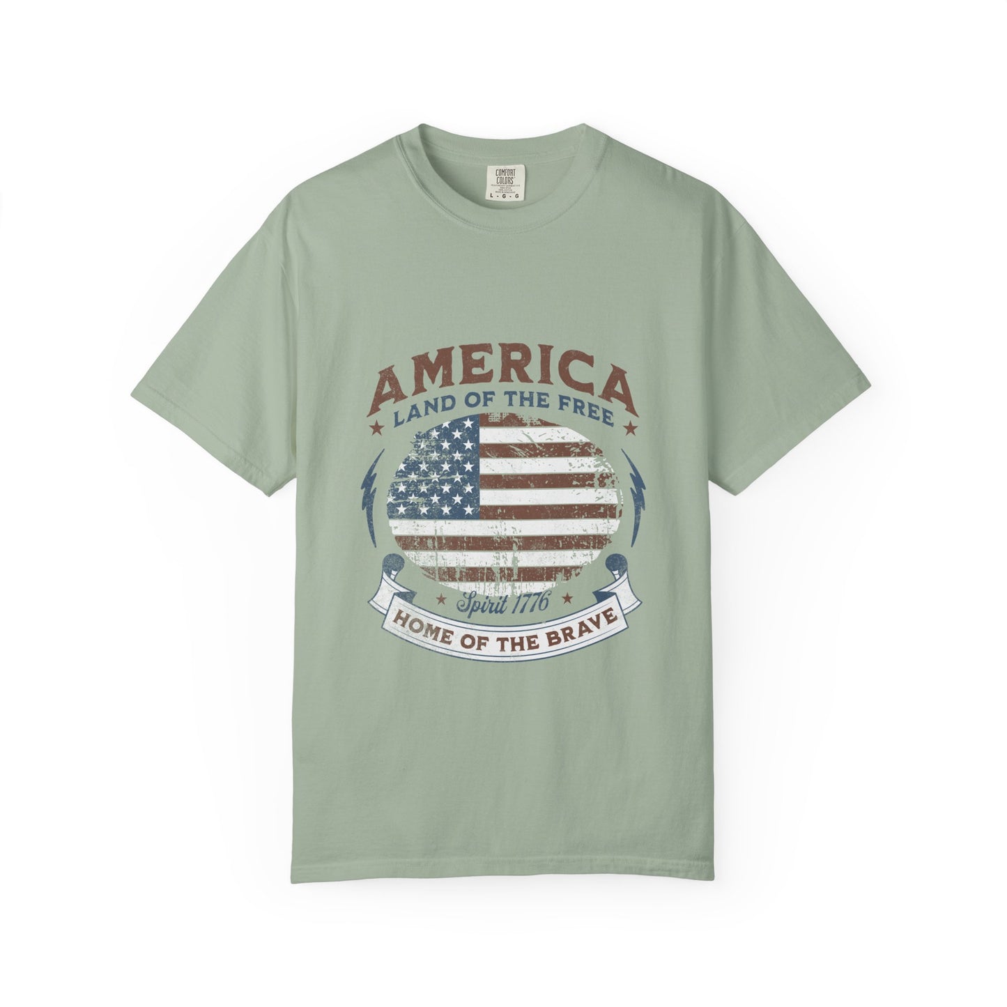 America Flag T-Shirt — "Land of the Free, Home of the Brave" Patriotic Tee