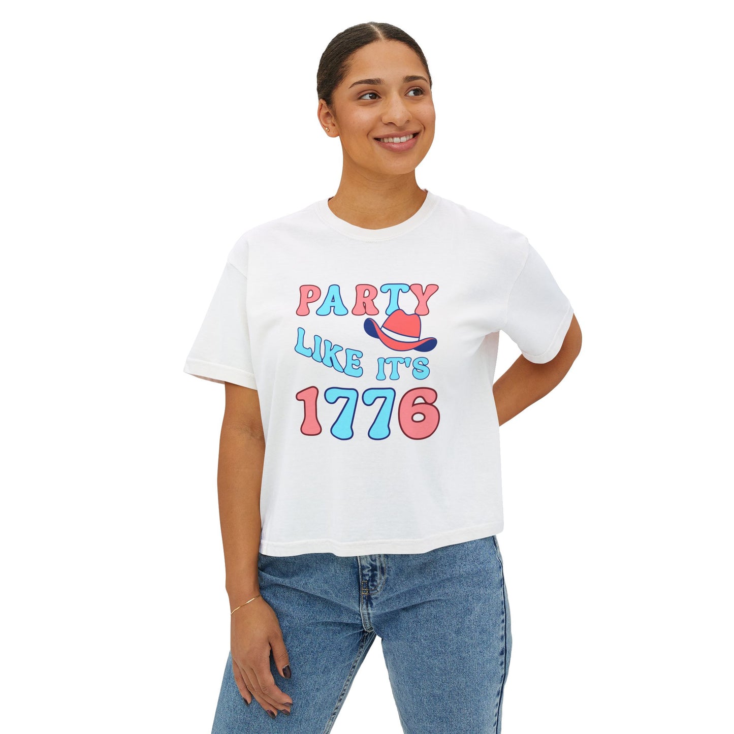 Party Like It's 1776 Women's Boxy Tee – Retro Patriotic 4th of July Shirt