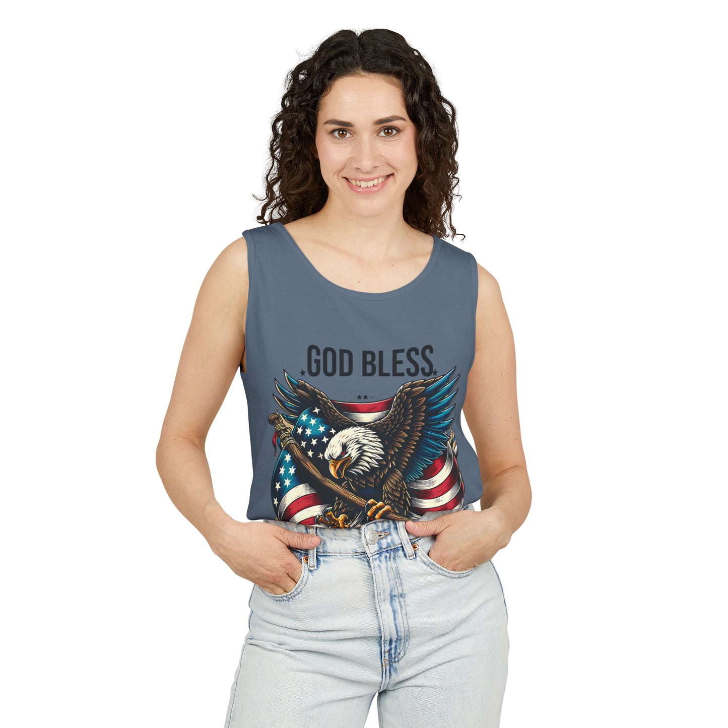 God Bless America Eagle Tank Top — Patriotic American Flag Graphic Tank