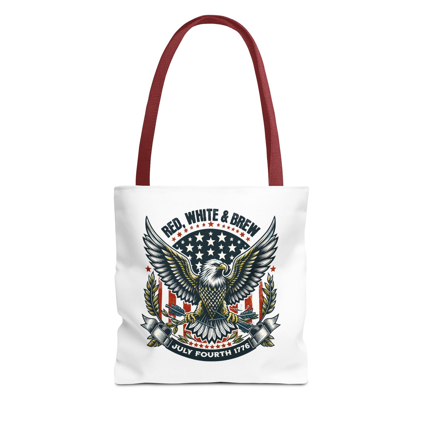 Fourth of July Eagle Tote Bag — "Red, White & Brew" Patriotic Flag Tote