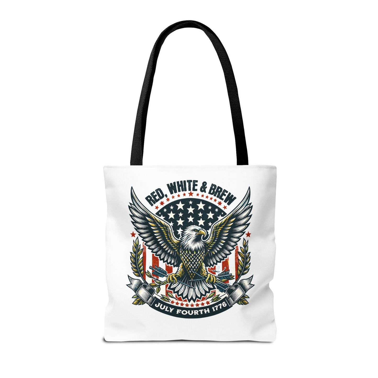 Fourth of July Eagle Tote Bag — "Red, White & Brew" Patriotic Flag Tote
