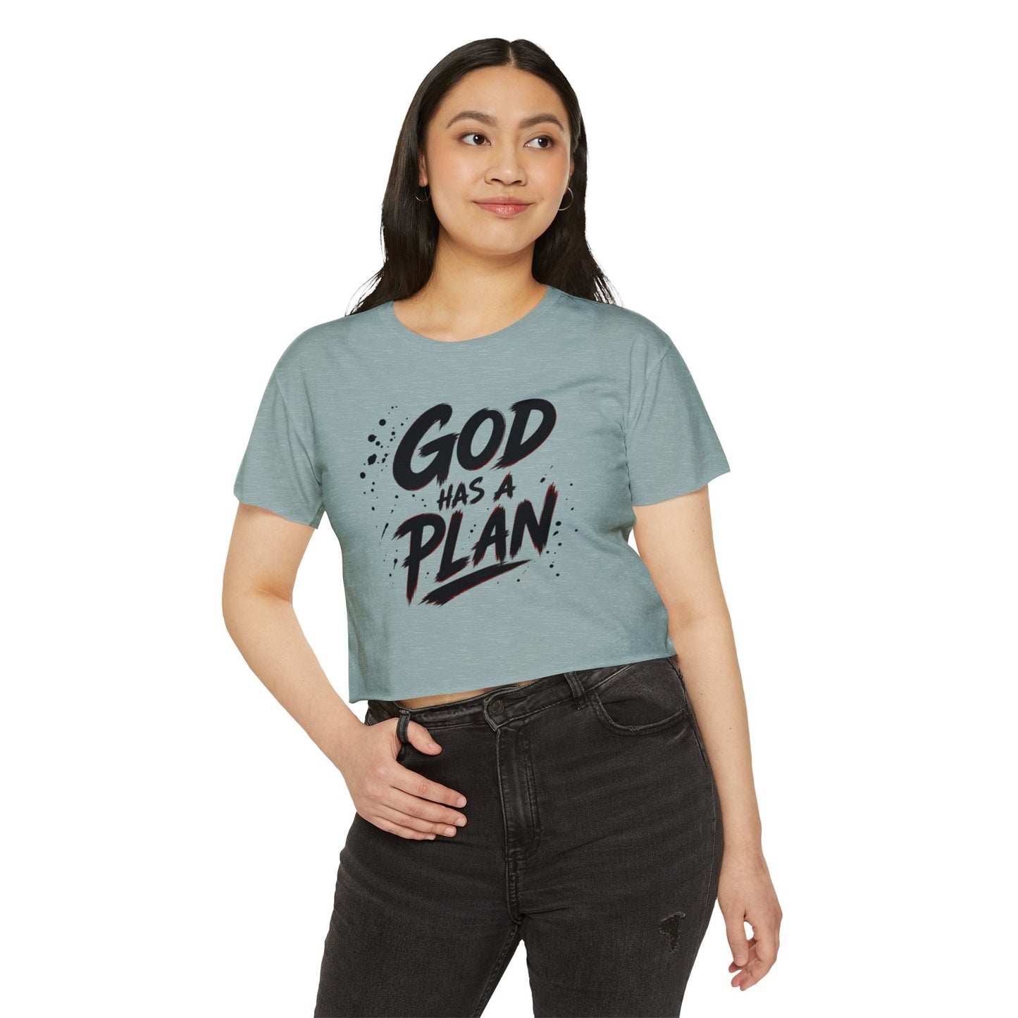 God Has a Plan Crop Top — Women's Faith Graphic Festival Tee