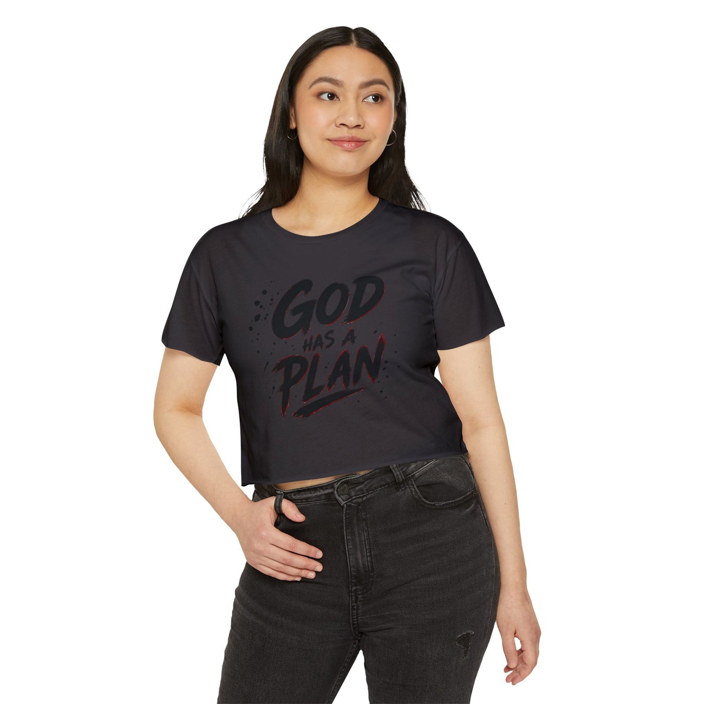 God Has a Plan Crop Top — Women's Faith Graphic Festival Tee