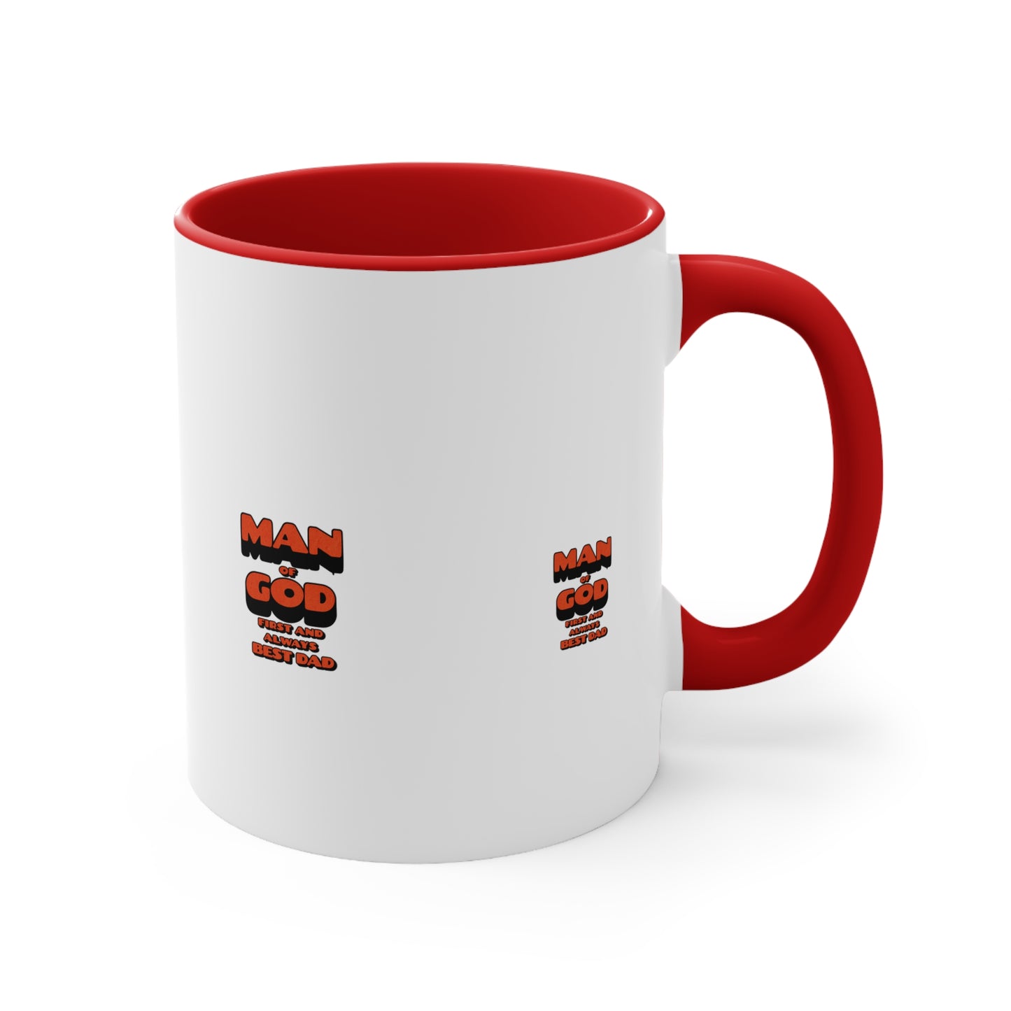 Accent Mug — 'Man of God' Small Text Pink Interior & Handle Coffee Mug