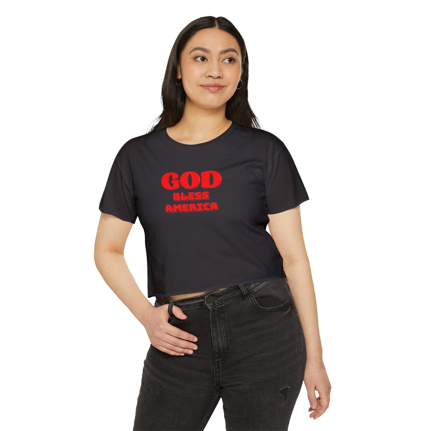 God Bless America Crop Top — Patriotic Women's Festival Tee