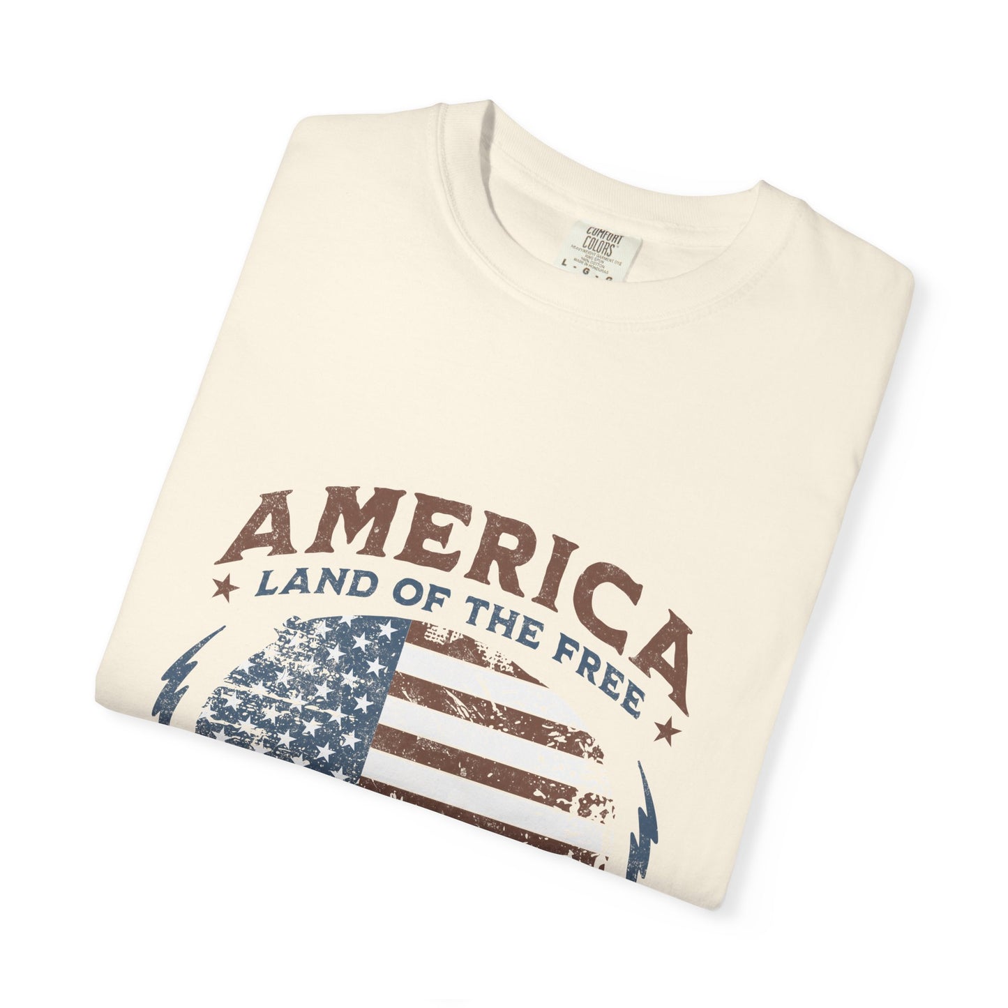America Flag T-Shirt — "Land of the Free, Home of the Brave" Patriotic Tee