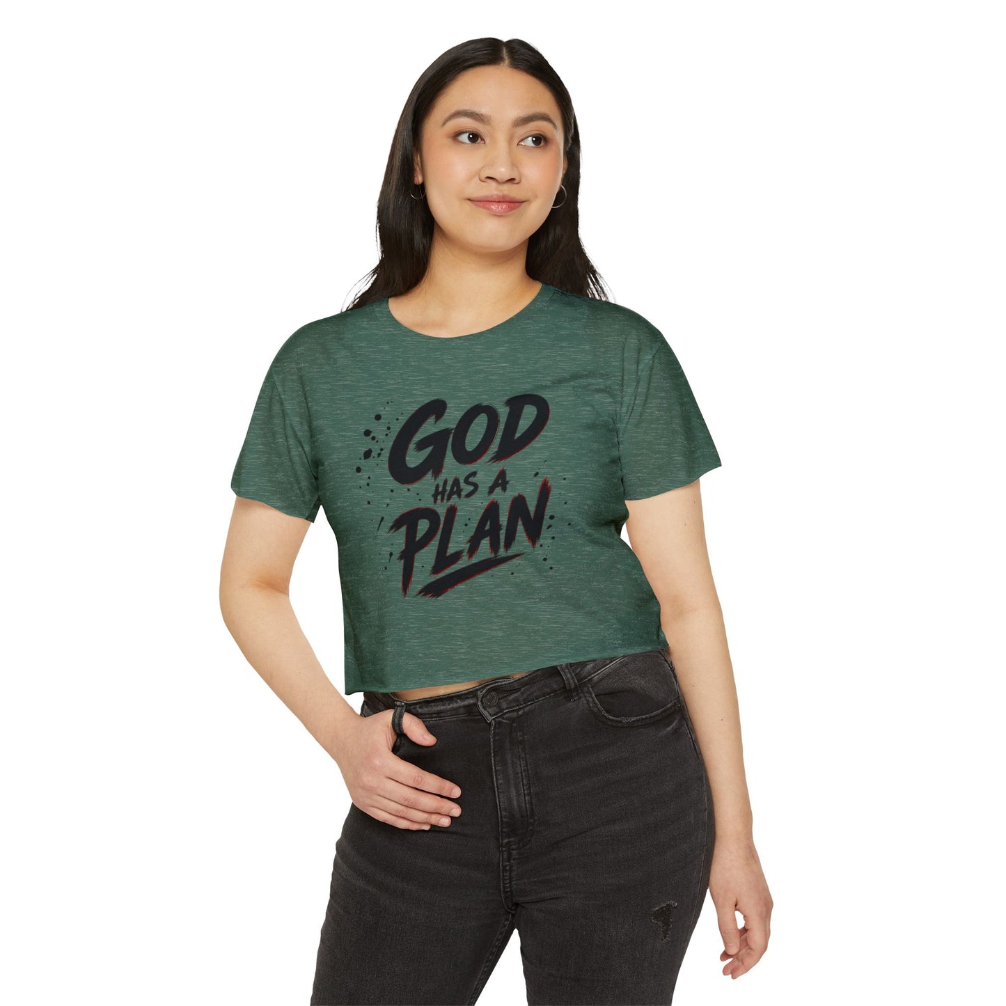 God Has a Plan Crop Top — Women's Faith Graphic Festival Tee