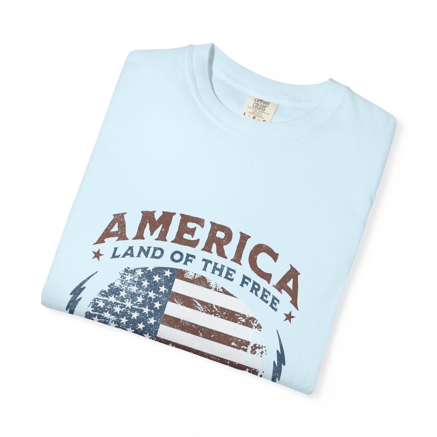 America Flag T-Shirt — "Land of the Free, Home of the Brave" Patriotic Tee