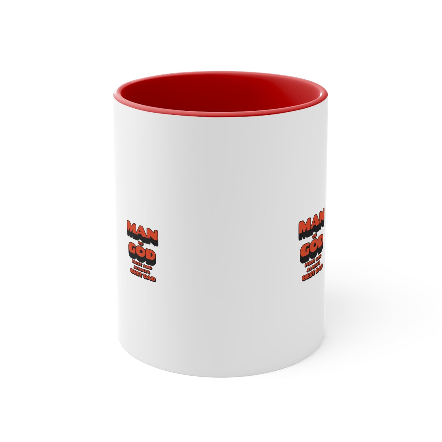 Accent Mug — 'Man of God' Small Text Pink Interior & Handle Coffee Mug