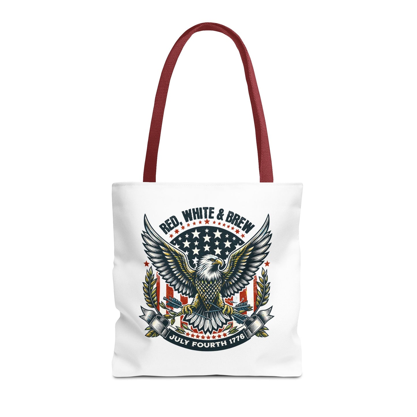 Fourth of July Eagle Tote Bag — "Red, White & Brew" Patriotic Flag Tote