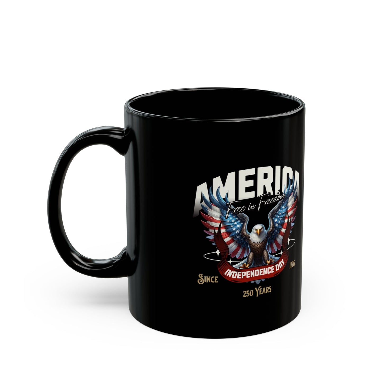 America Eagle Coffee Mug - Patriotic Independence Day 4th of July Black Ceramic Mug