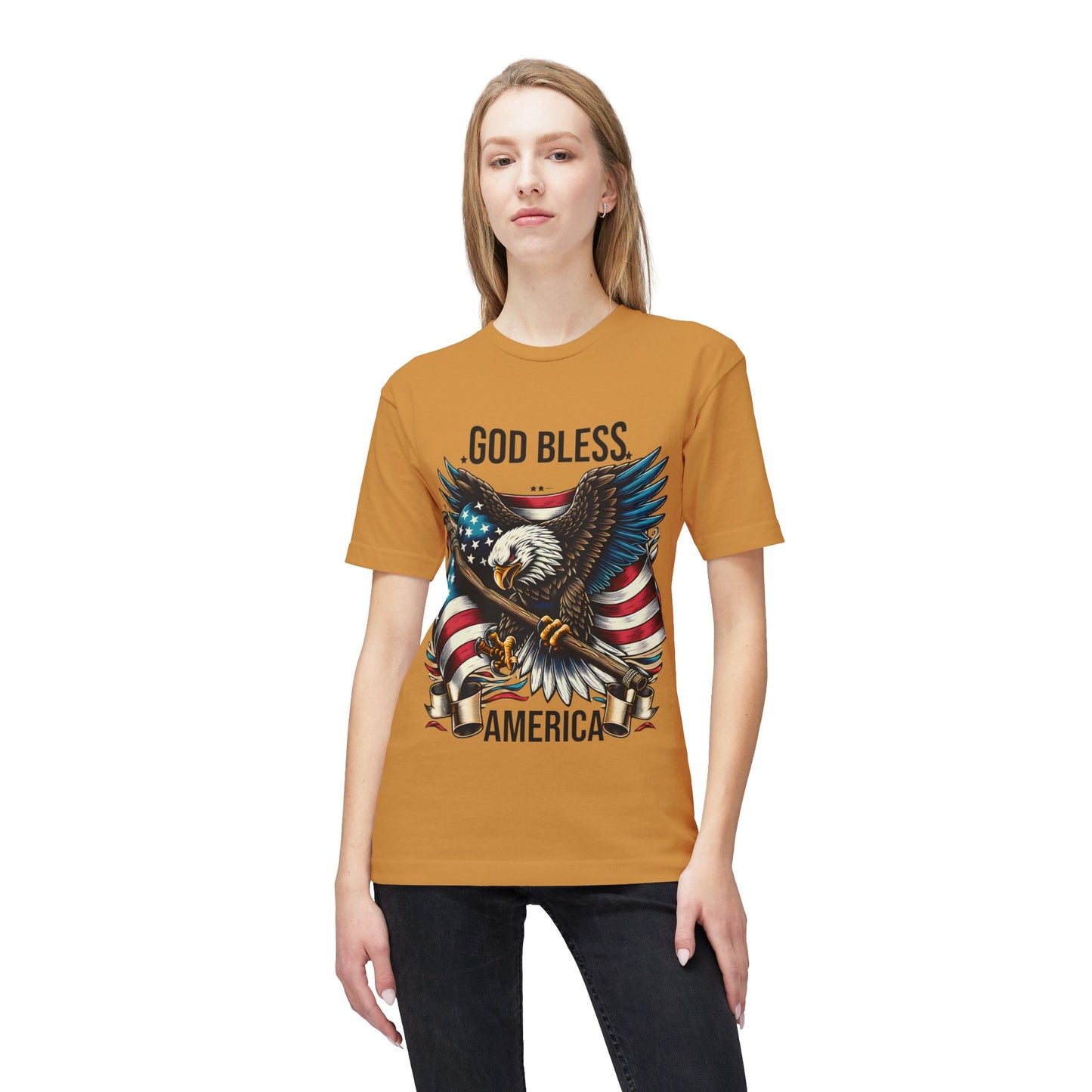 God Bless America T-Shirt — Patriotic Bald Eagle Flag Tee