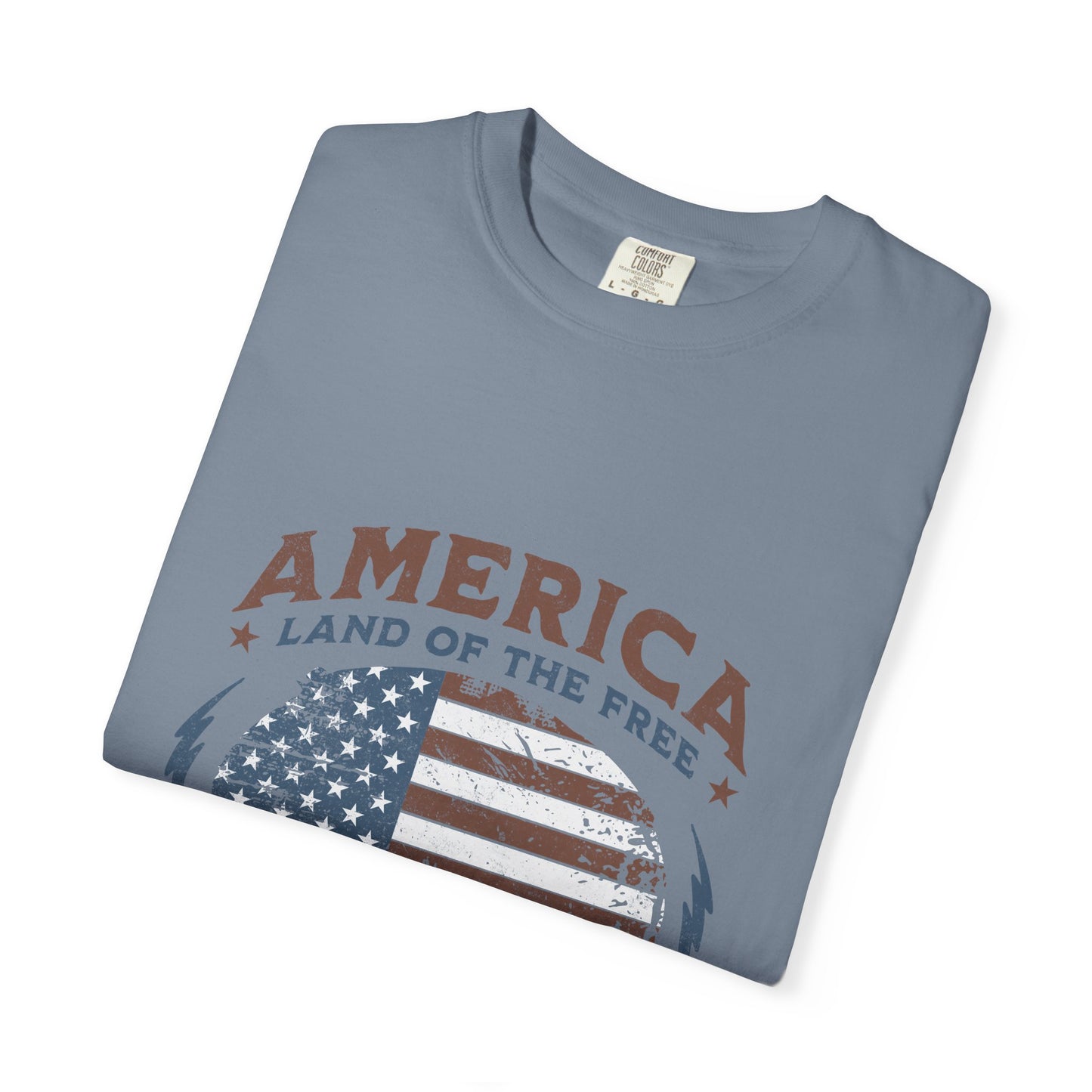America Flag T-Shirt — "Land of the Free, Home of the Brave" Patriotic Tee