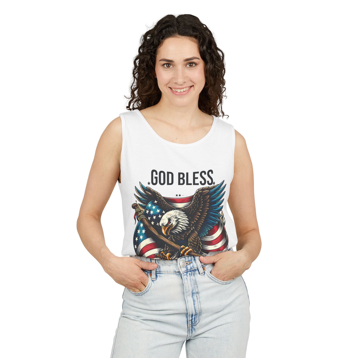God Bless America Eagle Tank Top — Patriotic American Flag Graphic Tank