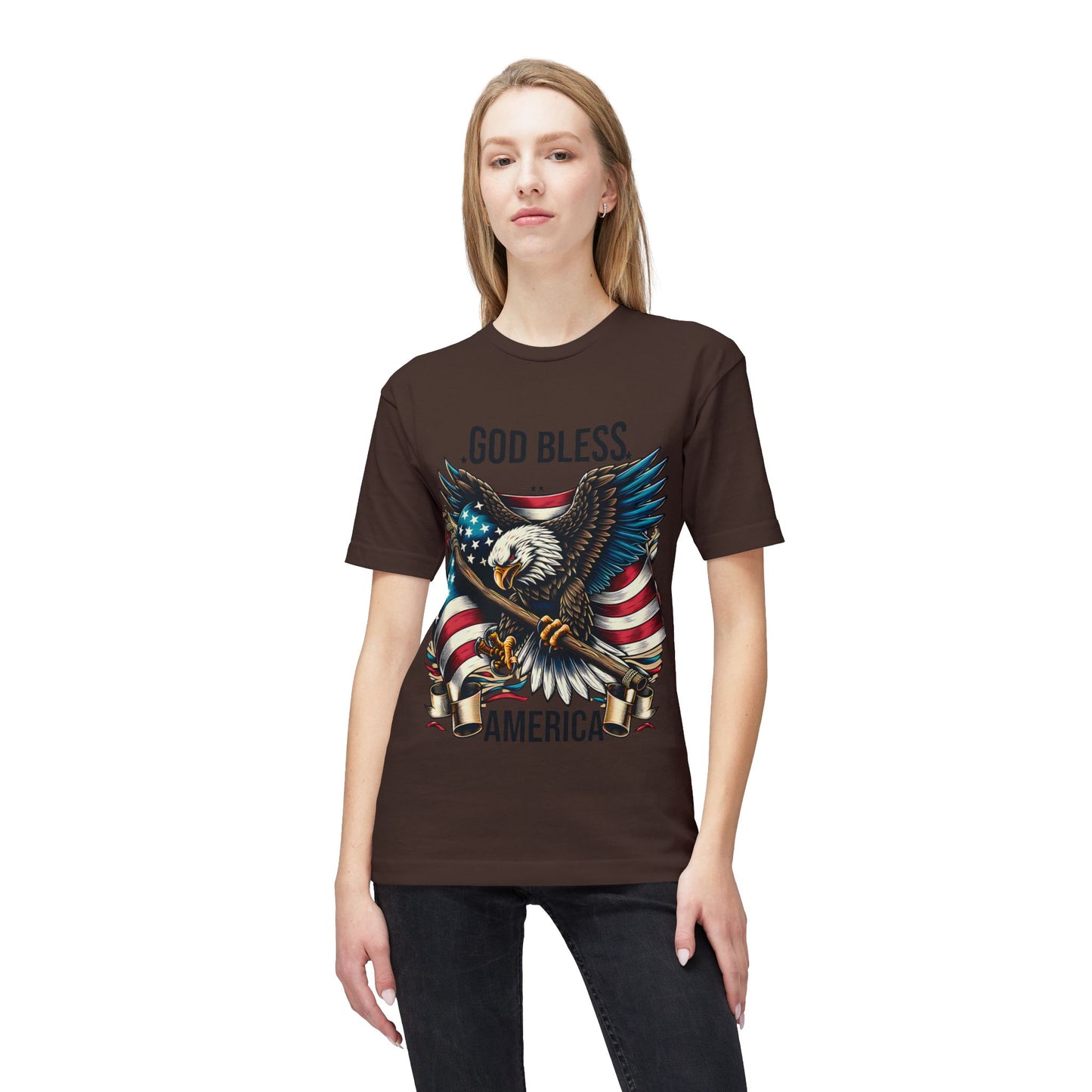 God Bless America T-Shirt — Patriotic Bald Eagle Flag Tee