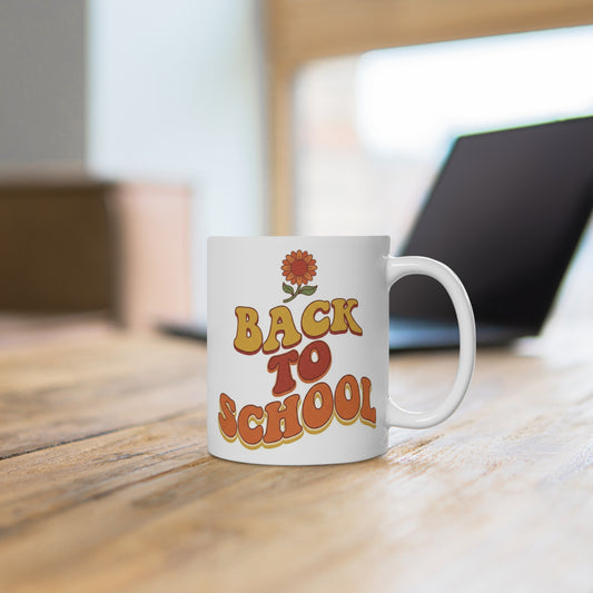 Back to School Mug — Retro Flower Café Cup
