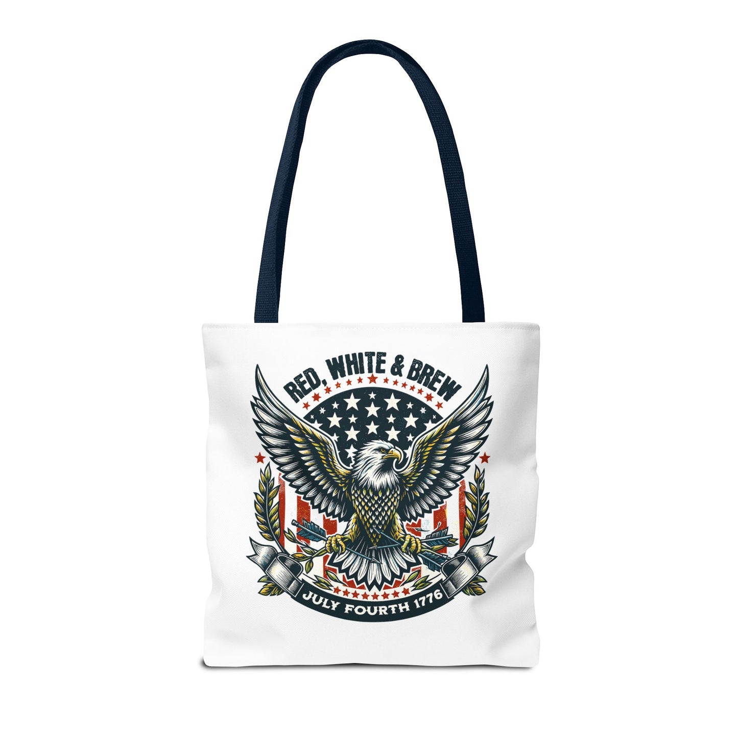 Fourth of July Eagle Tote Bag — "Red, White & Brew" Patriotic Flag Tote