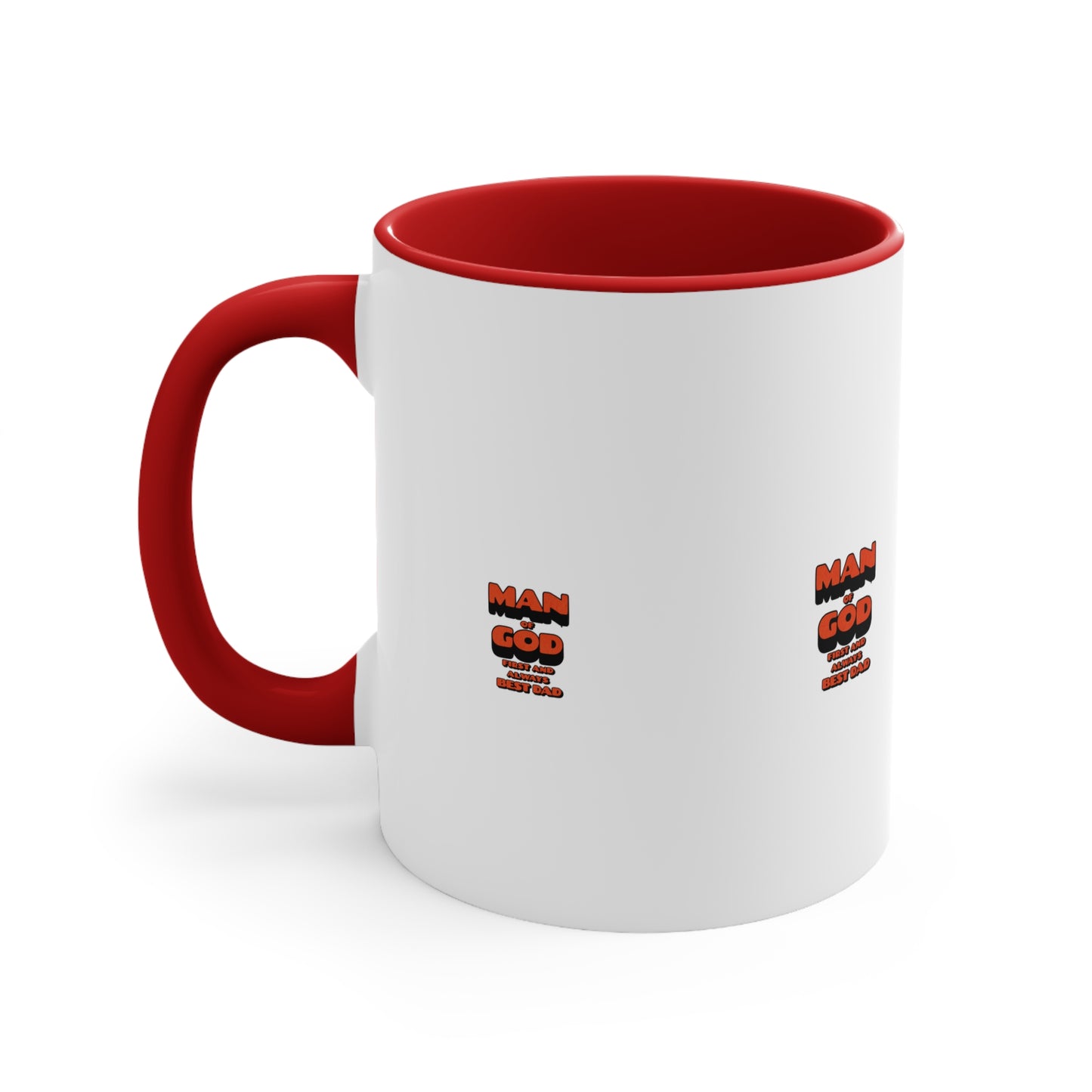 Accent Mug — 'Man of God' Small Text Pink Interior & Handle Coffee Mug
