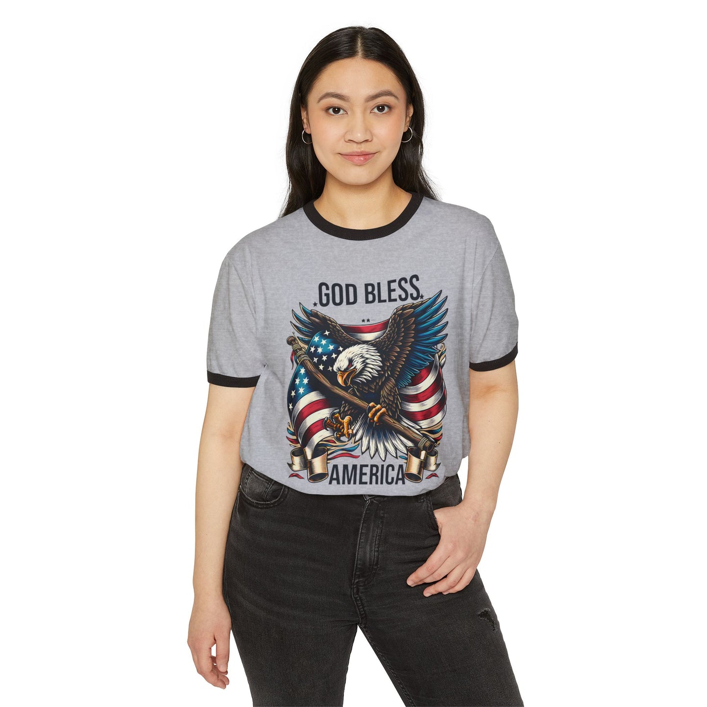 God Bless America Eagle Ringer T-Shirt