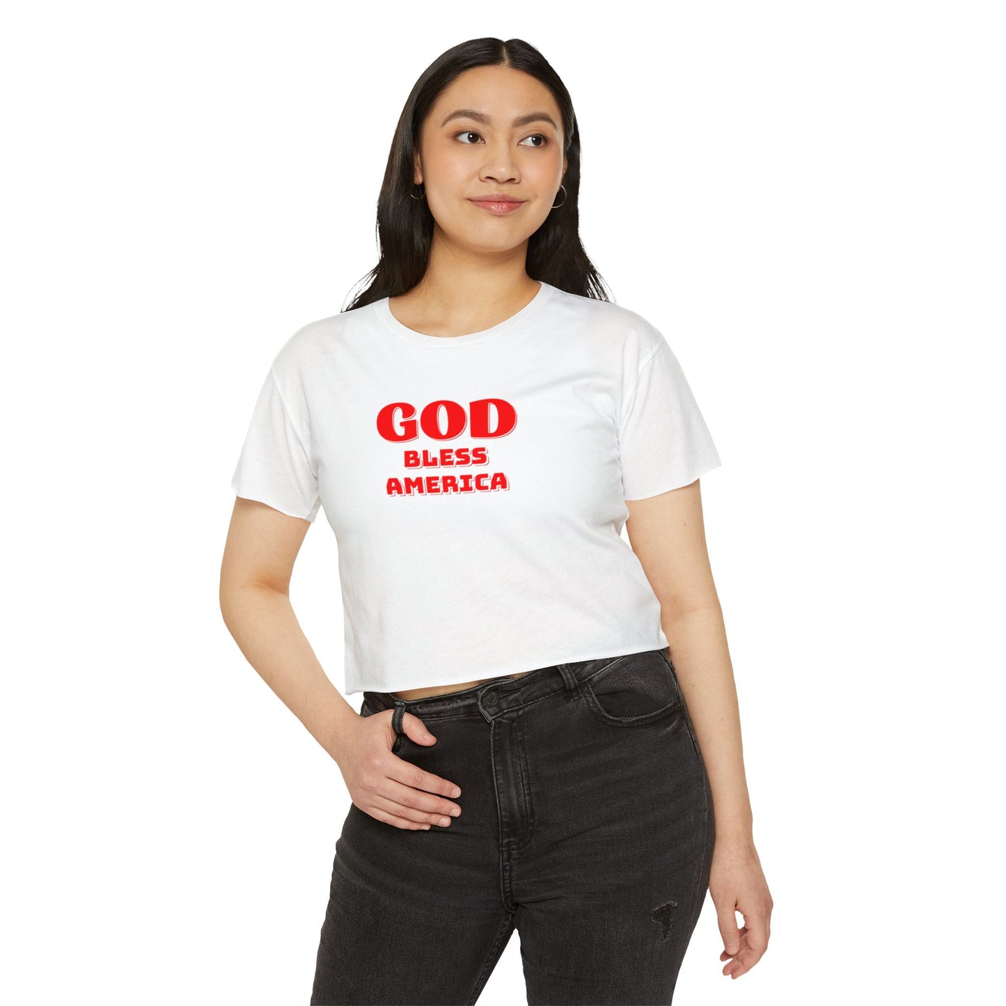 God Bless America Crop Top — Patriotic Women's Festival Tee