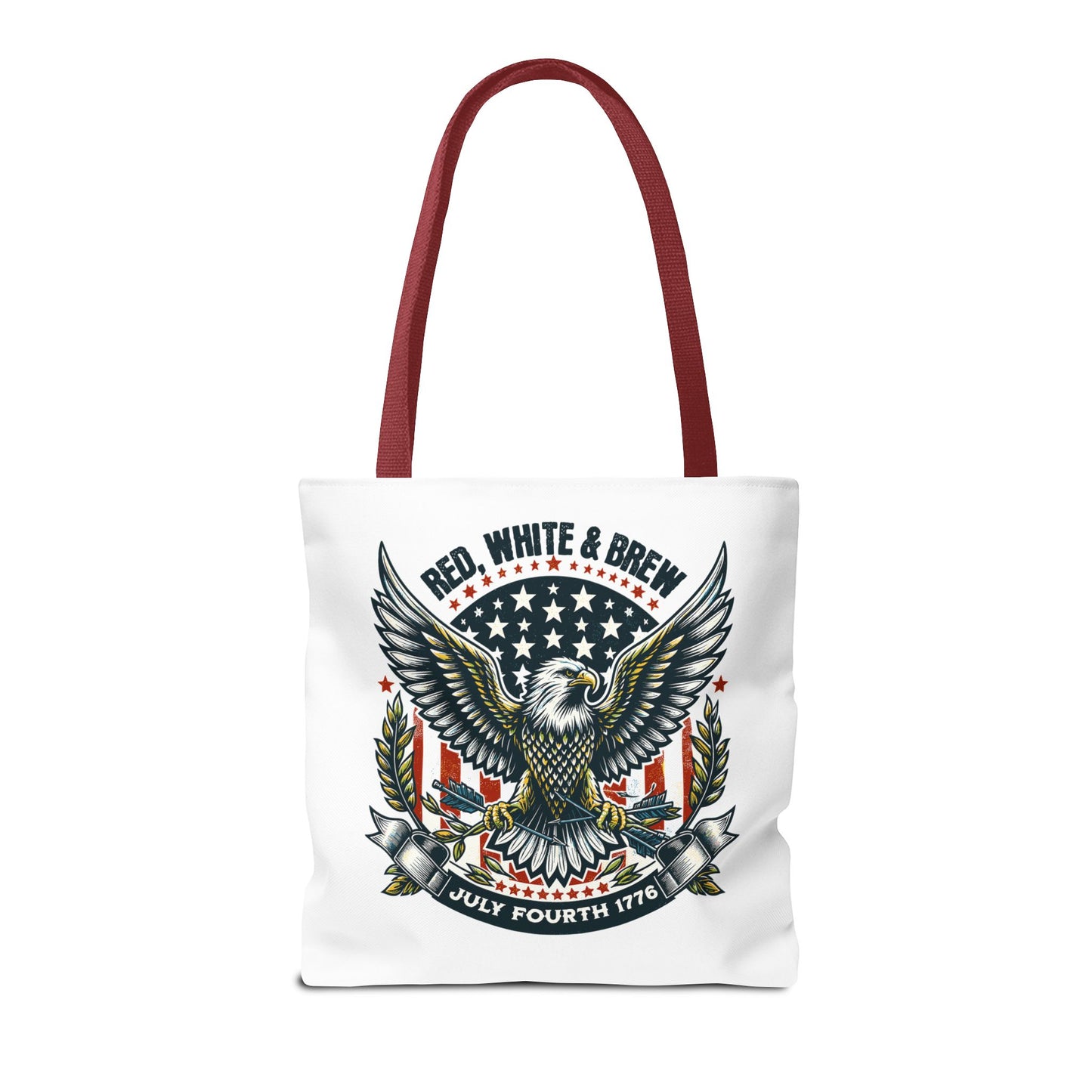 Fourth of July Eagle Tote Bag — "Red, White & Brew" Patriotic Flag Tote
