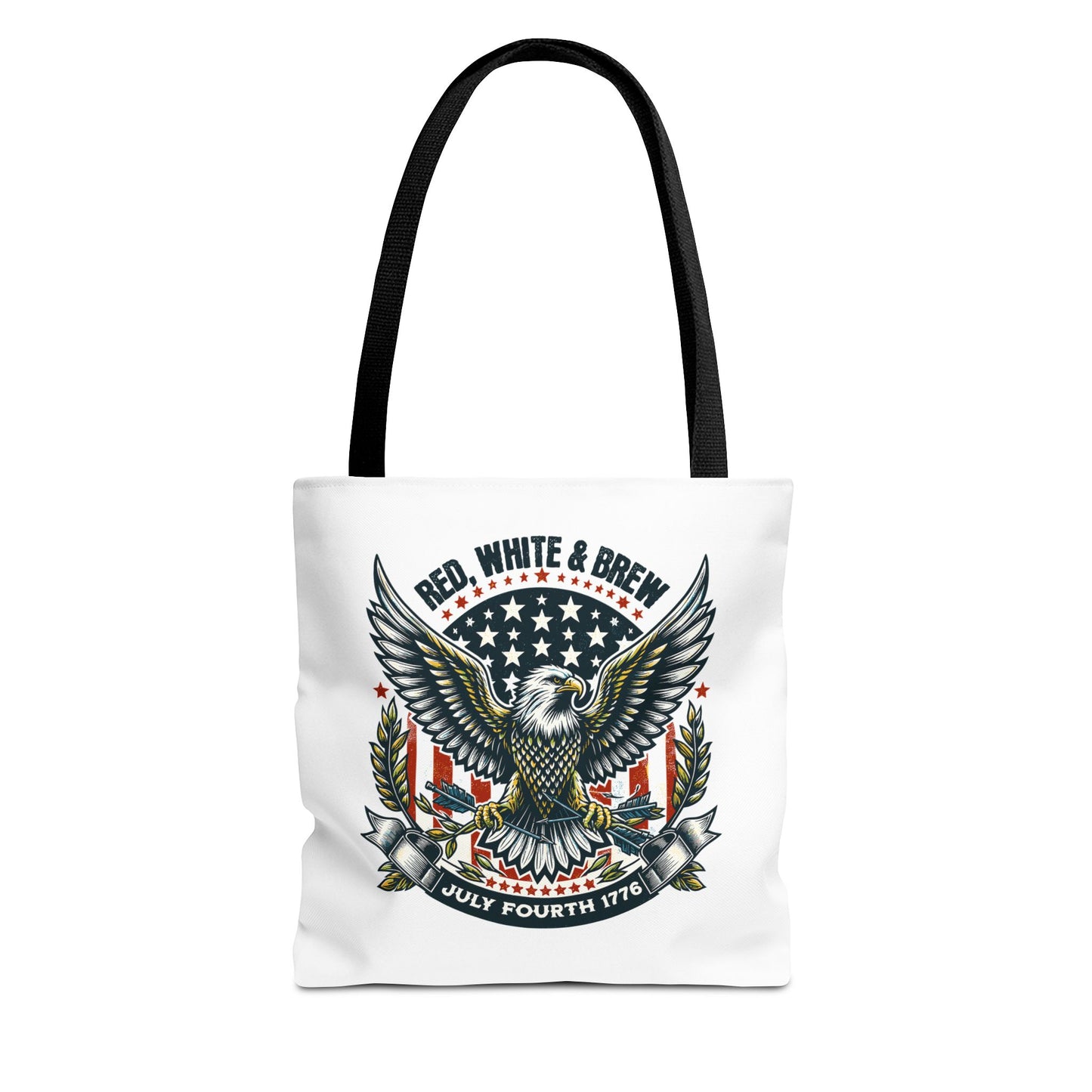 Fourth of July Eagle Tote Bag — "Red, White & Brew" Patriotic Flag Tote