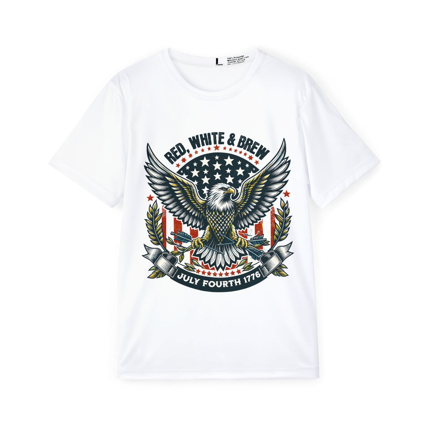 Patriotic Eagle Jersey T-Shirt — "Red, White & Brew" 4th of July Tee