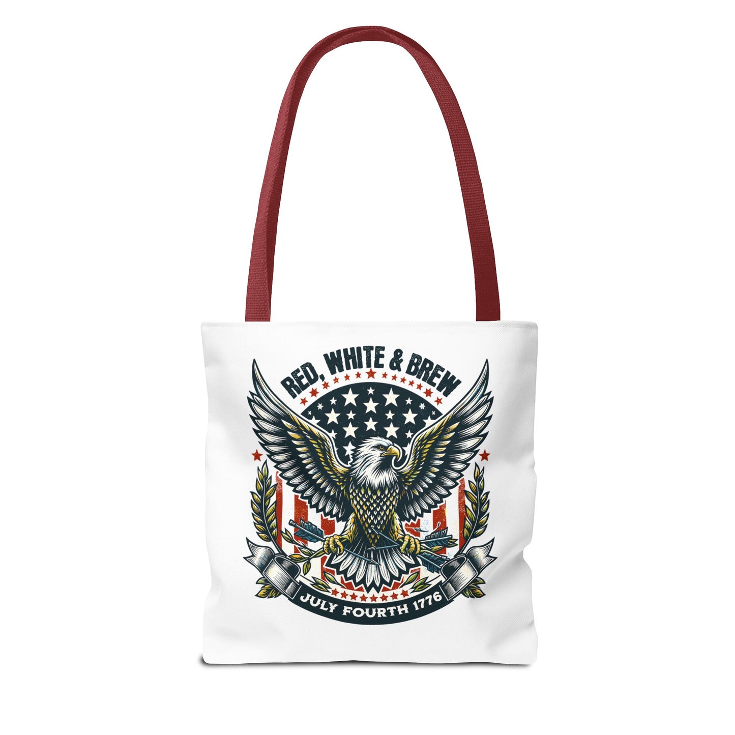 Fourth of July Eagle Tote Bag — "Red, White & Brew" Patriotic Flag Tote