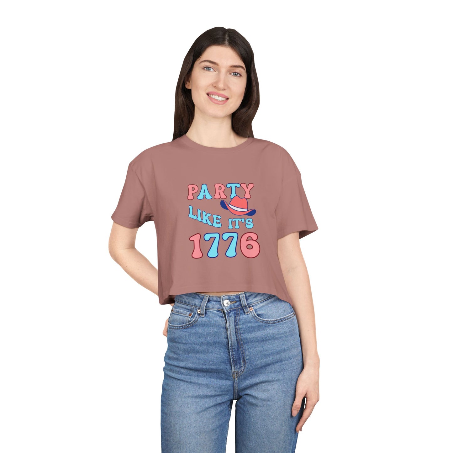 Party Like It's 1776 Crop Tee — Patriotic 4th of July Women's Shirt