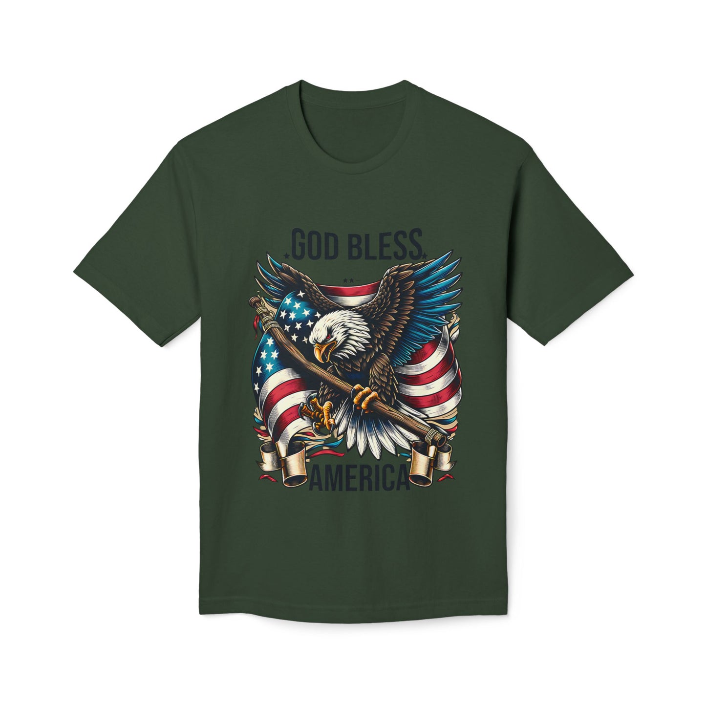 God Bless America T-Shirt — Patriotic Bald Eagle Flag Tee