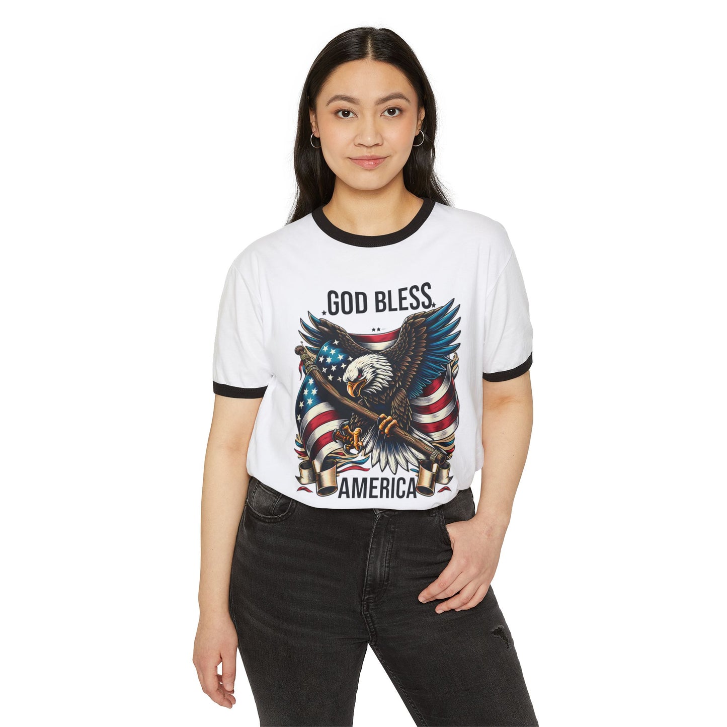 God Bless America Eagle Ringer T-Shirt