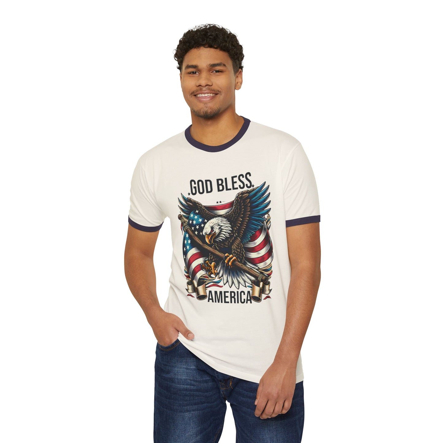 God Bless America Eagle Ringer T-Shirt