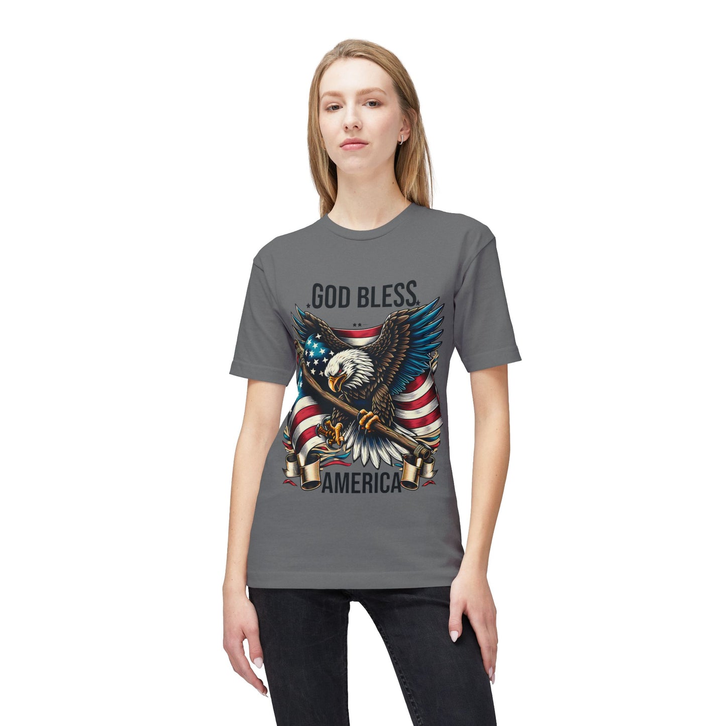 God Bless America T-Shirt — Patriotic Bald Eagle Flag Tee