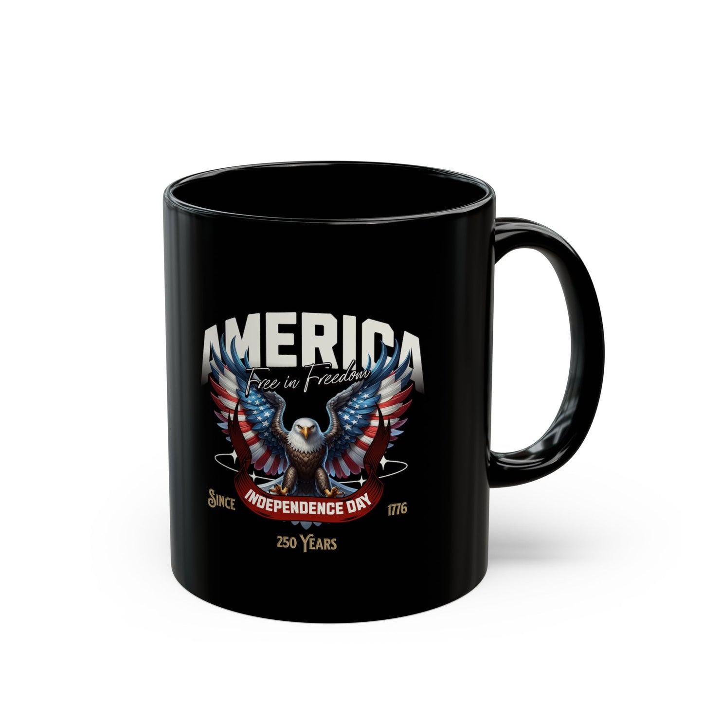 America Eagle Coffee Mug - Patriotic Independence Day 4th of July Black Ceramic Mug