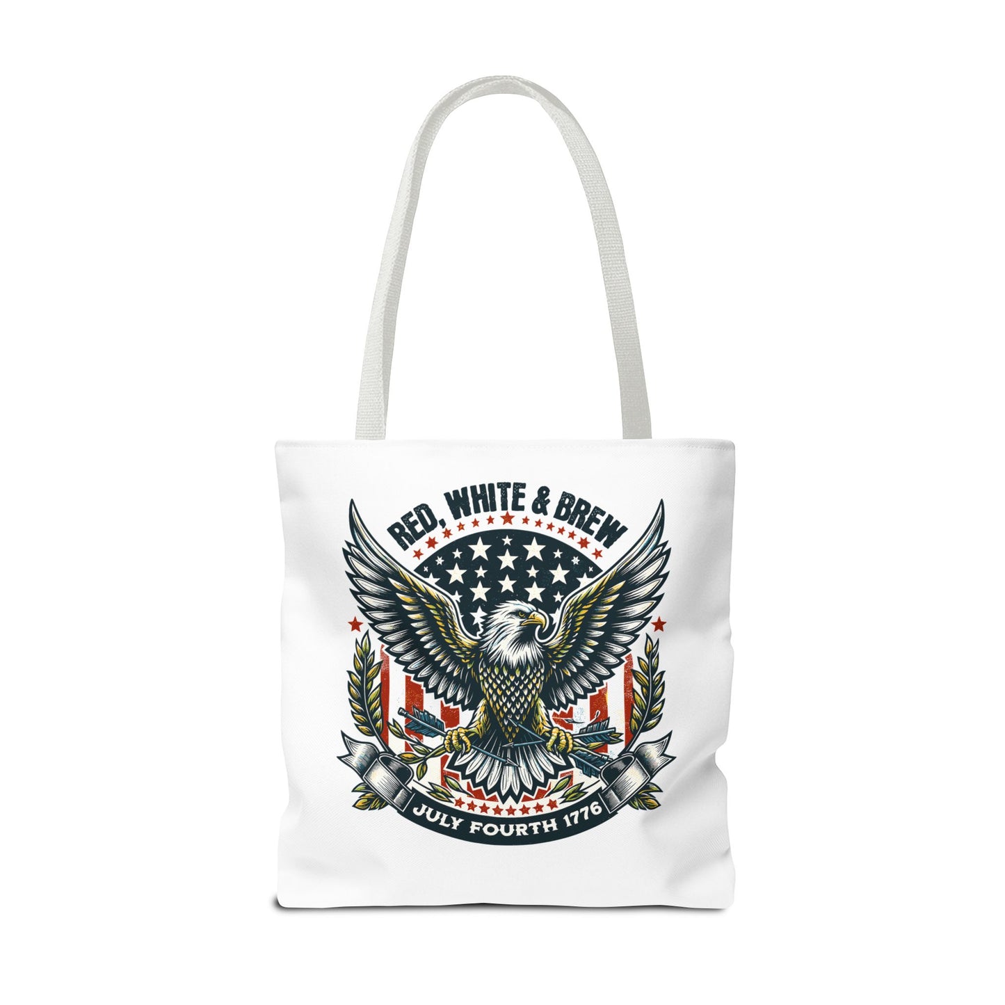 Fourth of July Eagle Tote Bag — "Red, White & Brew" Patriotic Flag Tote