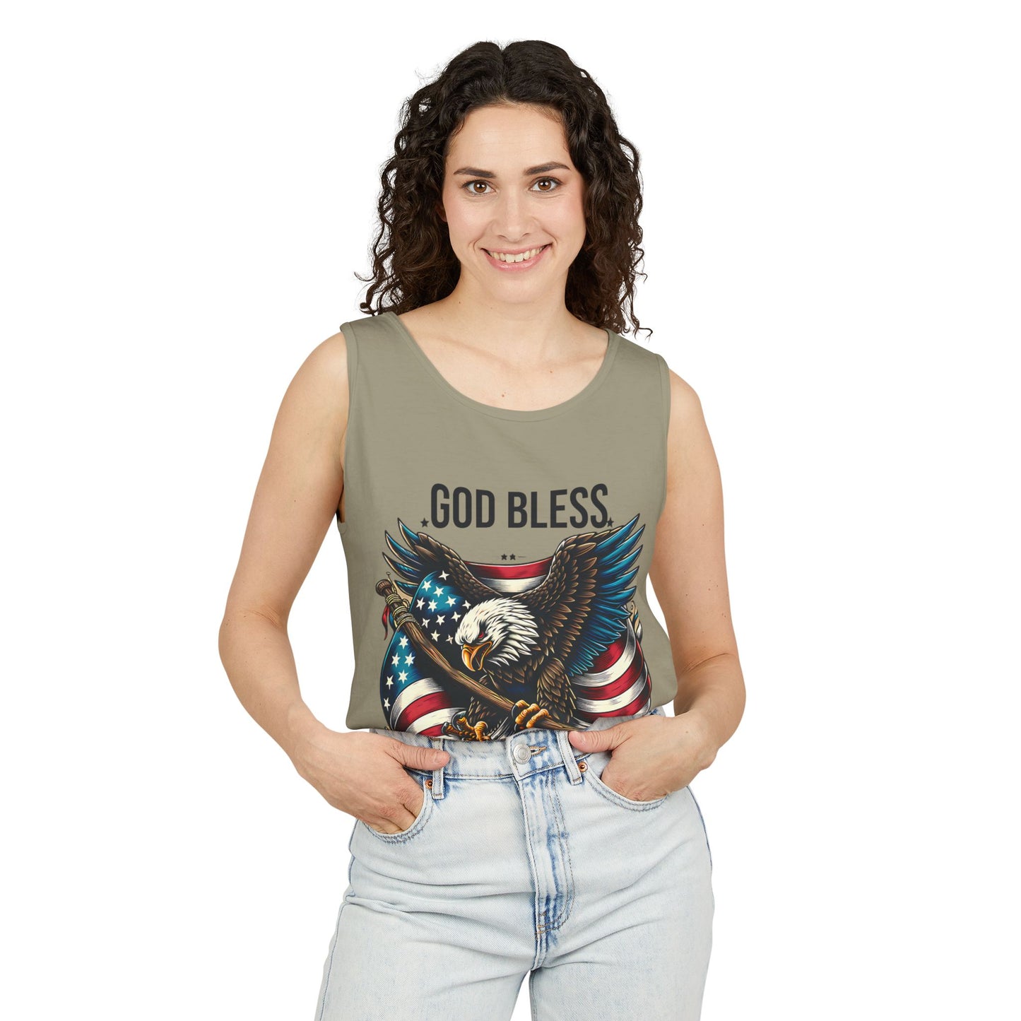 God Bless America Eagle Tank Top — Patriotic American Flag Graphic Tank