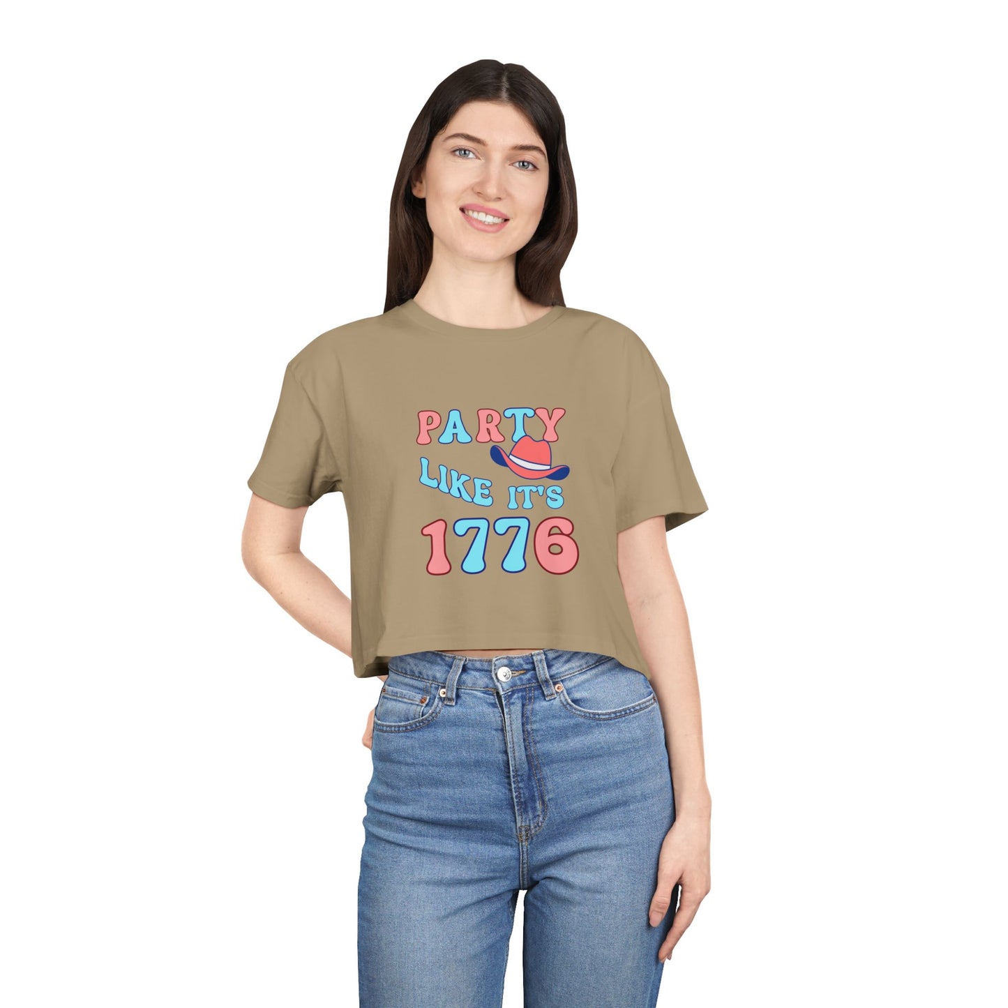 Party Like It's 1776 Crop Tee — Patriotic 4th of July Women's Shirt