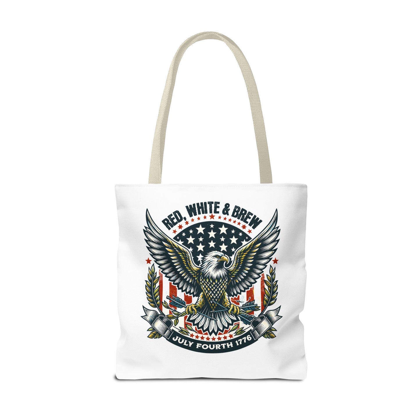 Fourth of July Eagle Tote Bag — "Red, White & Brew" Patriotic Flag Tote