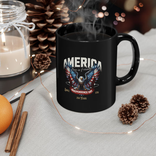 America Eagle Coffee Mug - Patriotic Independence Day 4th of July Black Ceramic Mug