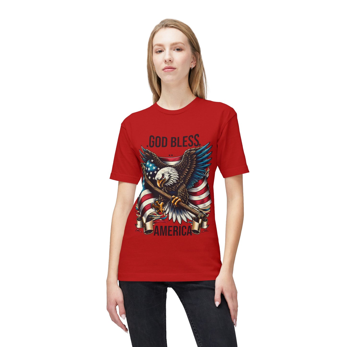 God Bless America T-Shirt — Patriotic Bald Eagle Flag Tee